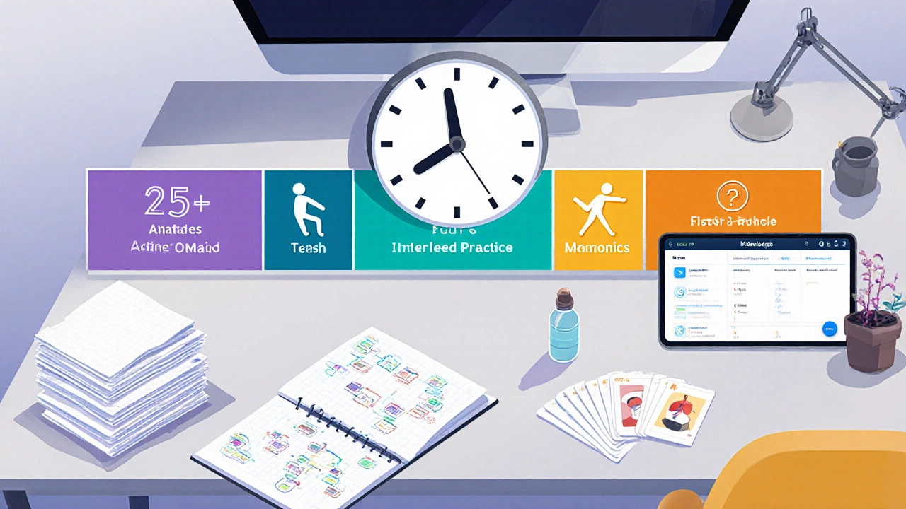 Illustrated timeline of a 5‑hour NEET study sprint with study blocks and breaks.