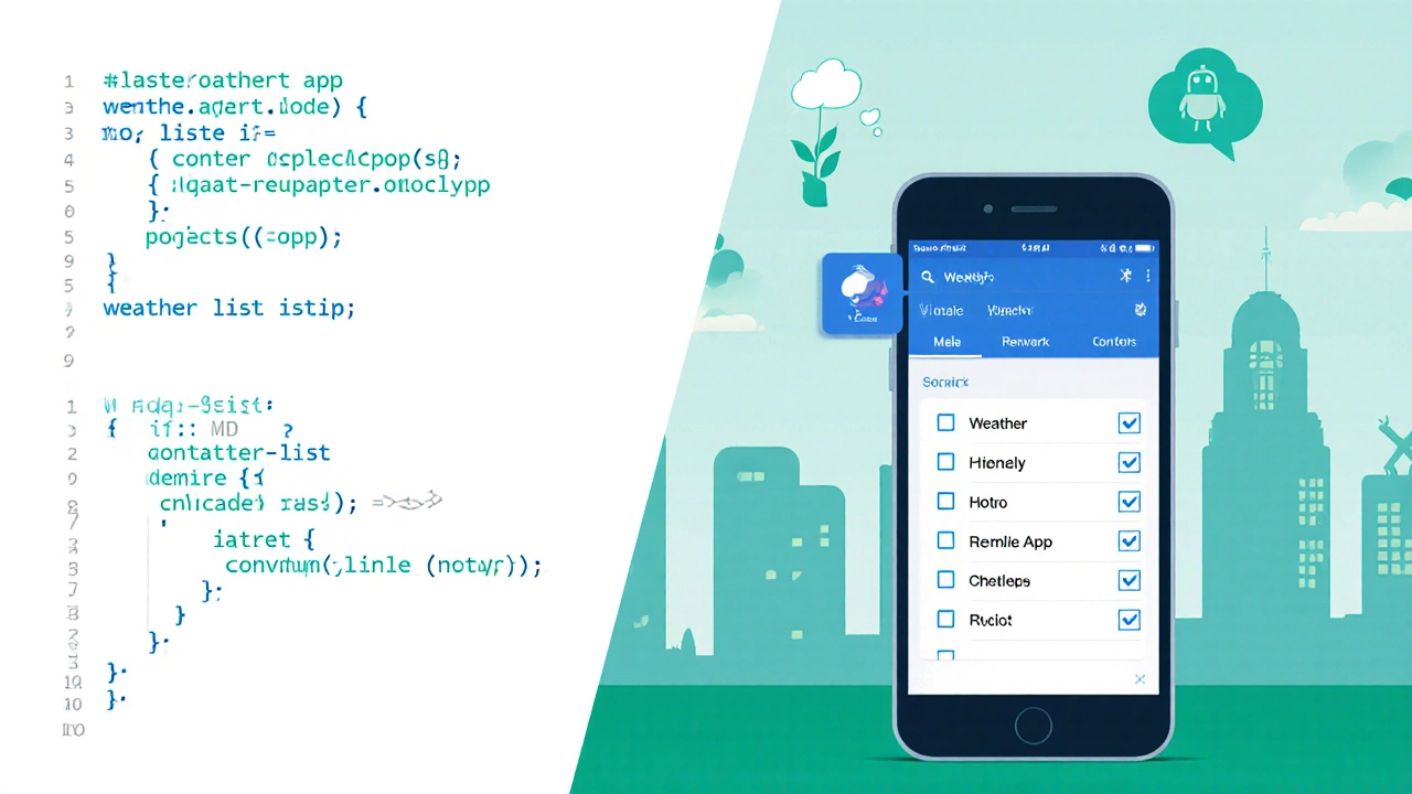 Split-screen showing Python code turning into a functional to-do app on a phone.