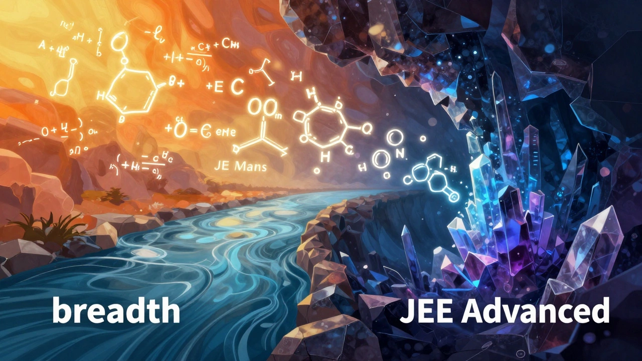 Abstract art showing the transition from wide basic concepts to deep analytical thinking