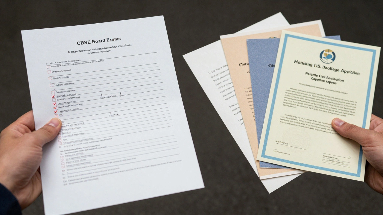 Comparison of a standardized exam paper versus a holistic college portfolio.