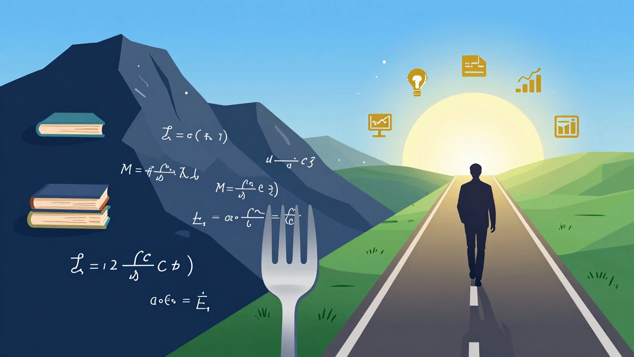 Illustration comparing difficult academic paths to accessible skill-based careers