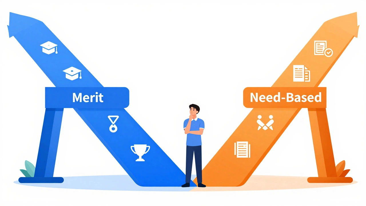 Illustration of two paths for merit and need-based scholarships