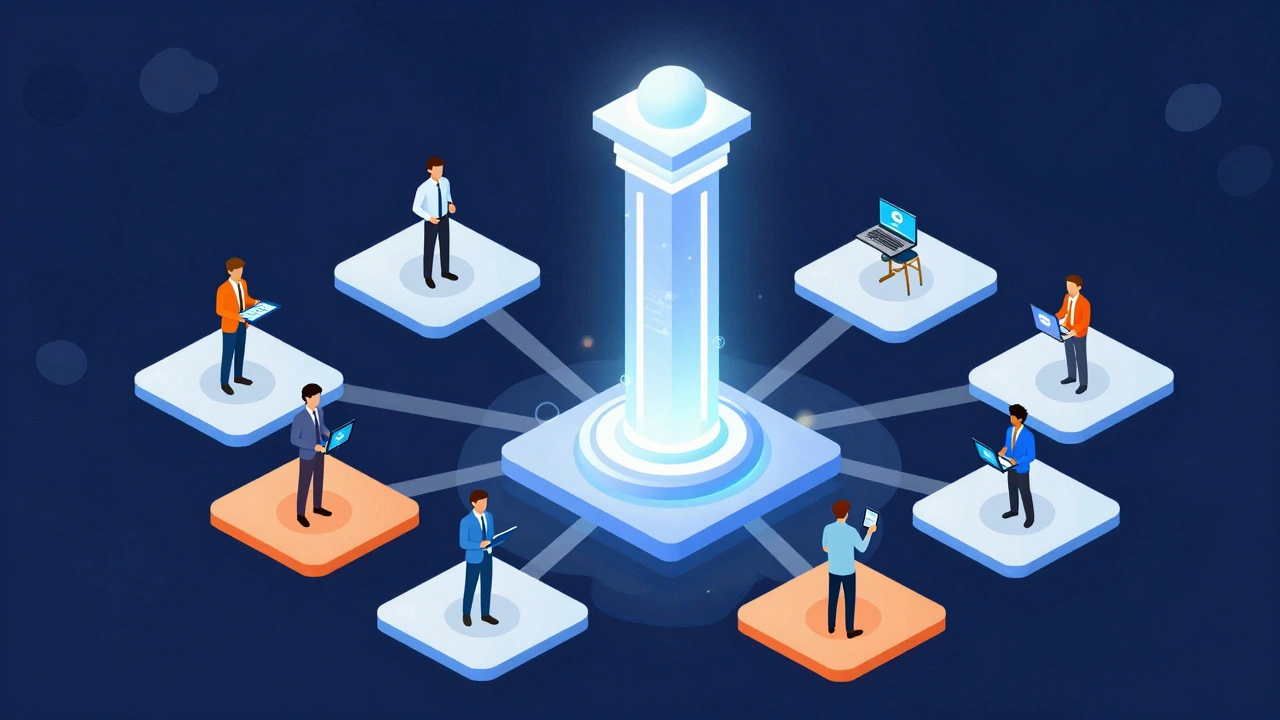 Illustration showing official government sites as the central source for job seekers