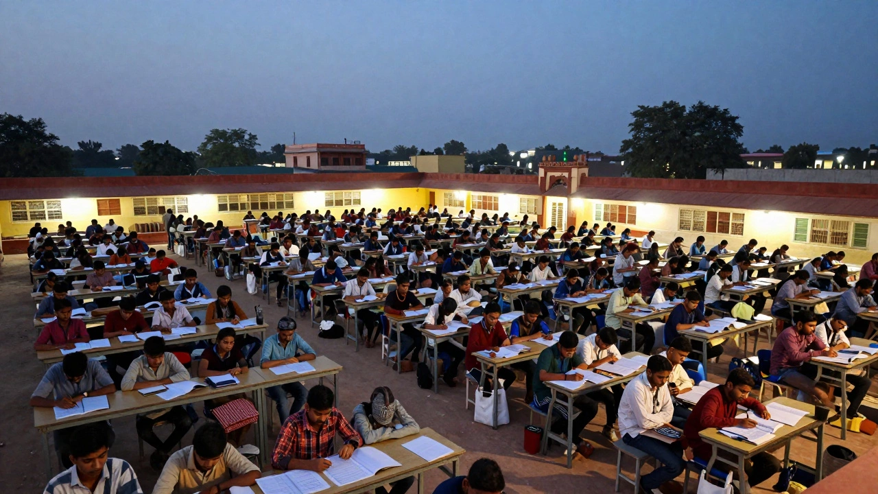 Massive crowd of students studying at a coaching center