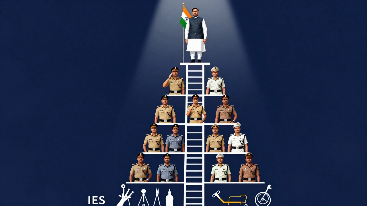 Conceptual art showing hierarchy of Indian government services