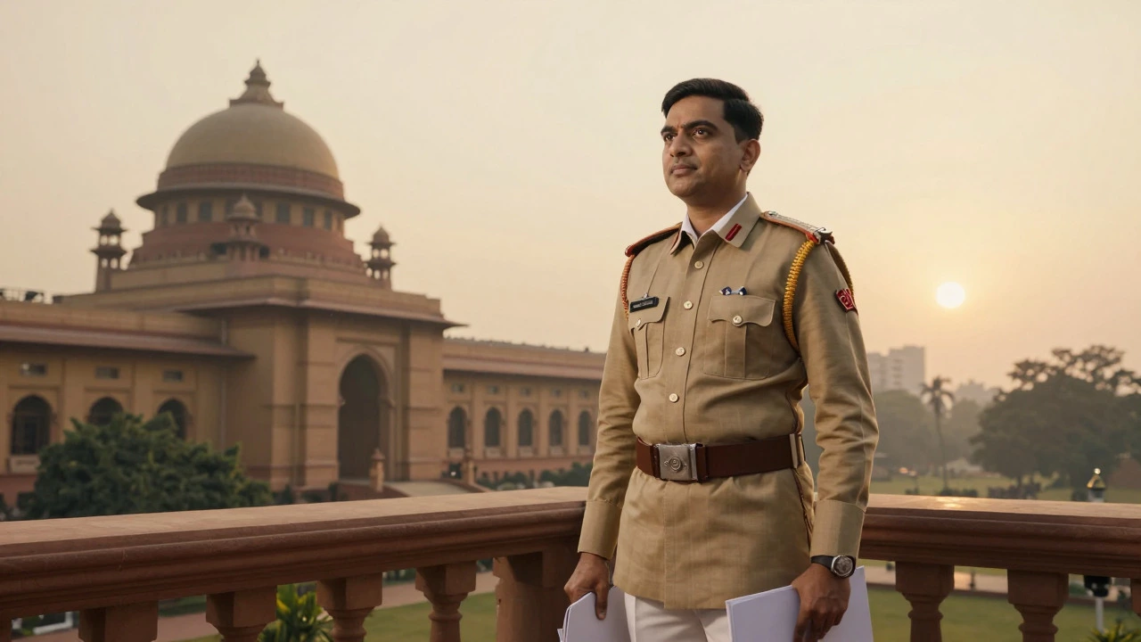 IAS officer standing on balcony of government bungalow in Delhi