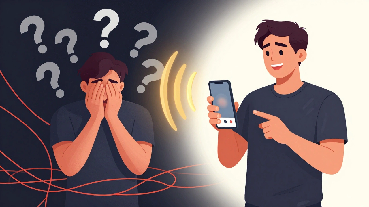Person recording voice memo to improve fluency