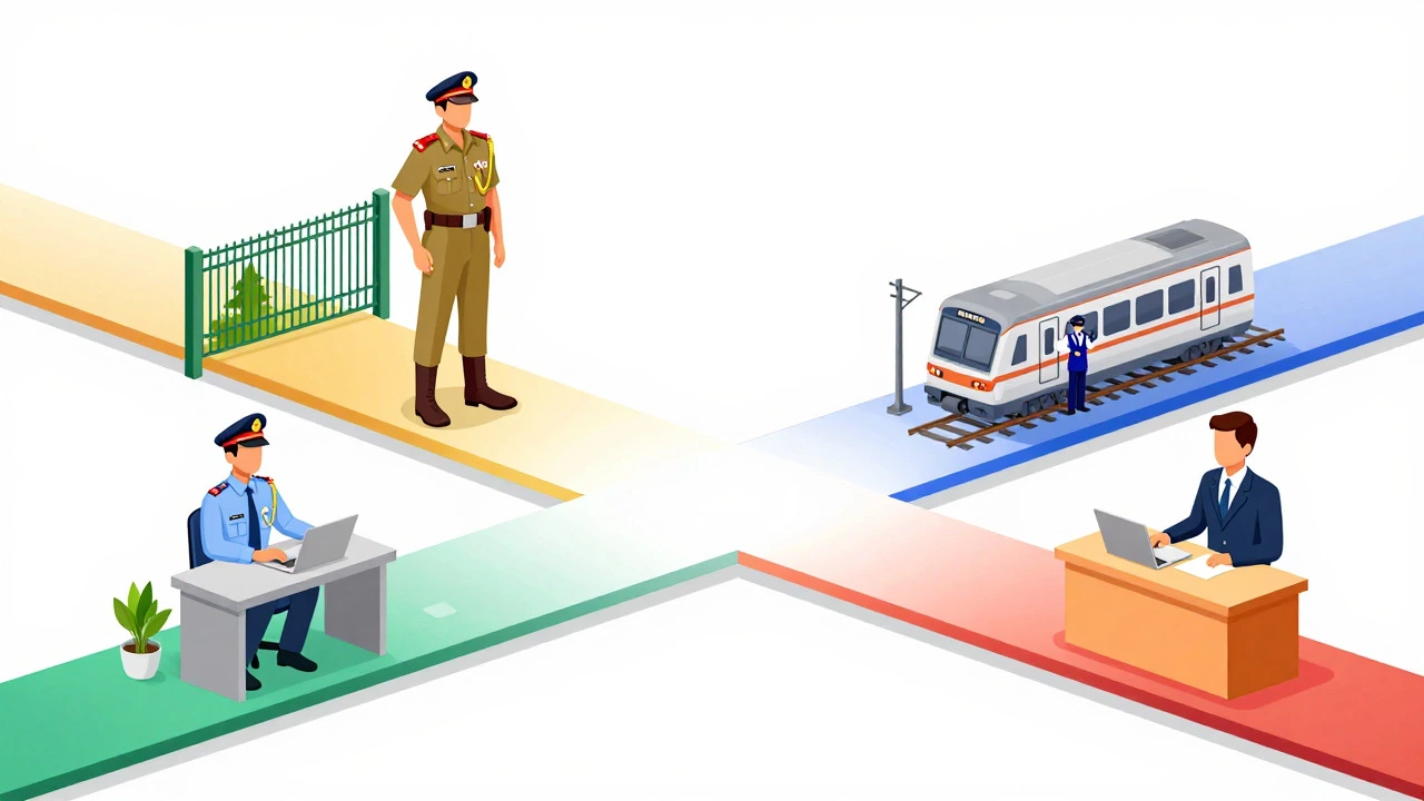 Illustration of four government career paths in India