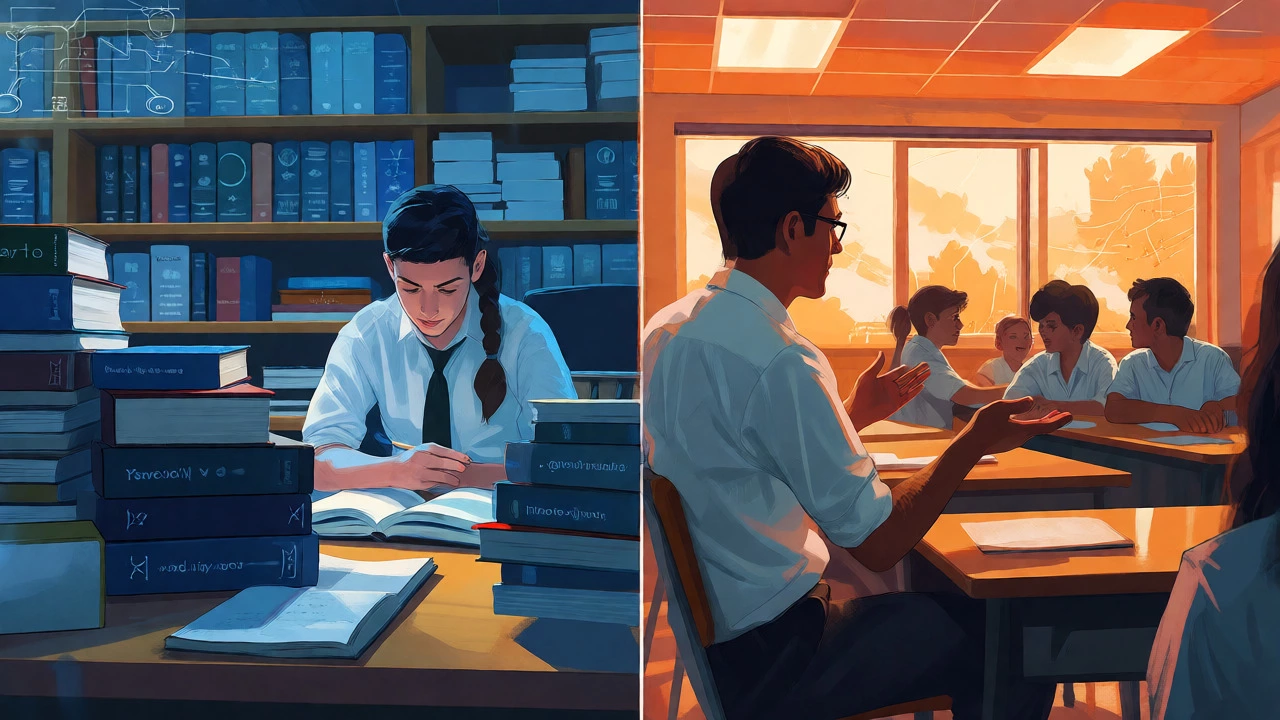 Contrast between university theory and school-based training