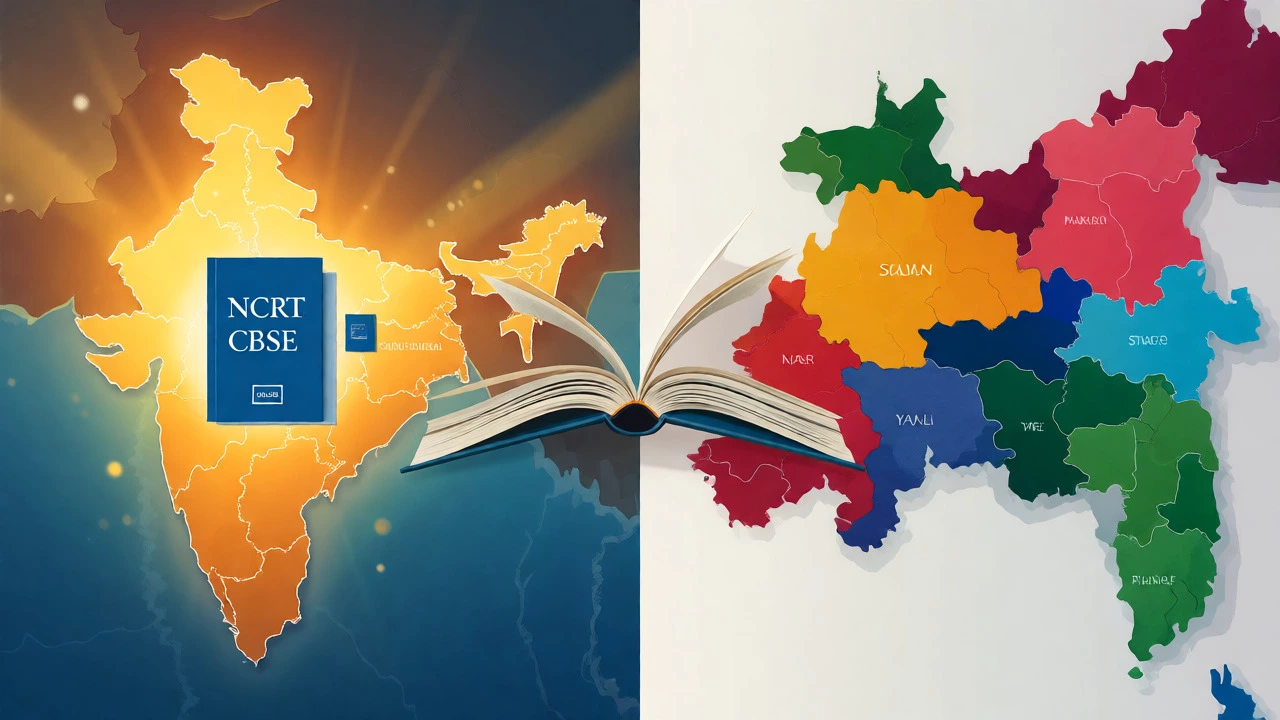 Conceptual map showing unified national vs. regional state curricula