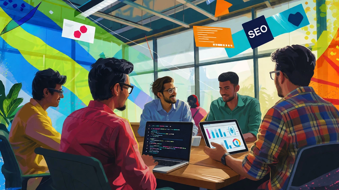 Young professionals using tech skills in a modern workspace